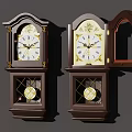Wooden Wall Clocks With Arched Top Glass Doors One Open White Dial Gold Pendulum