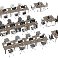Modern Office Desks Neatly Arranged In Workspace Interior With Chairs And Computers