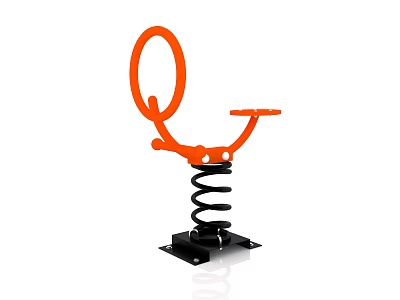 Orange Building Blocks Constructed Play Toy With Circular Ring Spring And Black Base 3d model