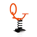 Orange Building Blocks Constructed Play Toy With Circular Ring Spring And Black Base