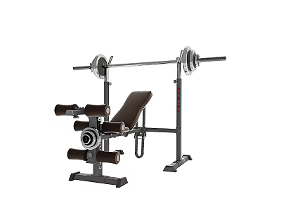 Sturdy Home Gym Fitness Equipment With Weight Bench Barbell And Weight Plates 3d model