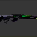 Futuristic Sci-Fi Weapon Gun Design With Purple Body Green Glowing Neon Accents