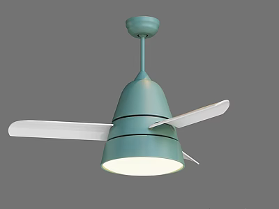 Modern Green Ceiling Fan With White Blades And Built In Light Fixture 3d model