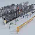 Modern Public Facilities With Automatic Gates Railings And Safety Barriers Systems 3d model