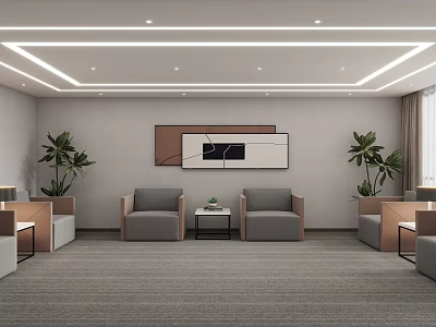 Modern Reception Room Large Customer Reception Area 3d model