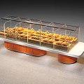 Glass Door Display Shelf with Orange Base for Bakery Bread Showcase 3d model