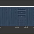 Modern Blue Cabinet With White Countertop Doors Drawers And Wheels
