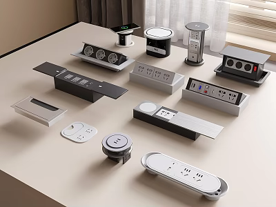 Modern Switch Panels In Black White With Various Socket And Switch Designs 3d model