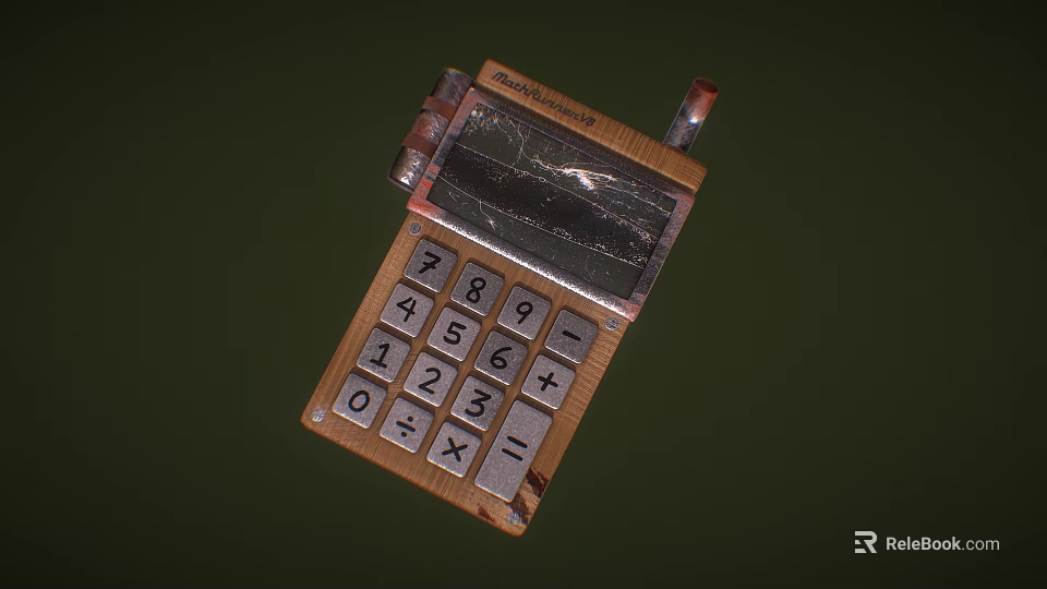 Vintage Industrial Equipment Calculator With Cracked Screen And Numeric Keypad 3d model 