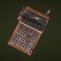 Vintage Industrial Equipment Calculator With Cracked Screen And Numeric Keypad