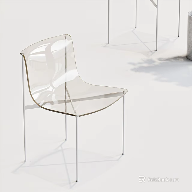 Transparent Modern Leisure Chair With Acrylic Material Sleek Metal Legs And Elegant Design 3d model 