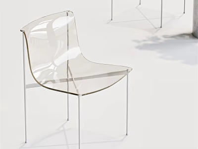 Transparent Modern Leisure Chair With Acrylic Material Sleek Metal Legs And Elegant Design 3d model