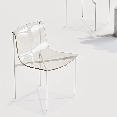 Transparent Modern Leisure Chair With Acrylic Material Sleek Metal Legs And Elegant Design 3d model