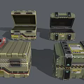 Green Military Weapon Storage Cases With Open Closed Lids And Metal Details