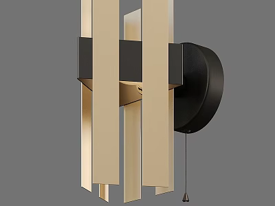 Modern Geometric Wall Light With Black Base And Beige Vertical Strips 3d model