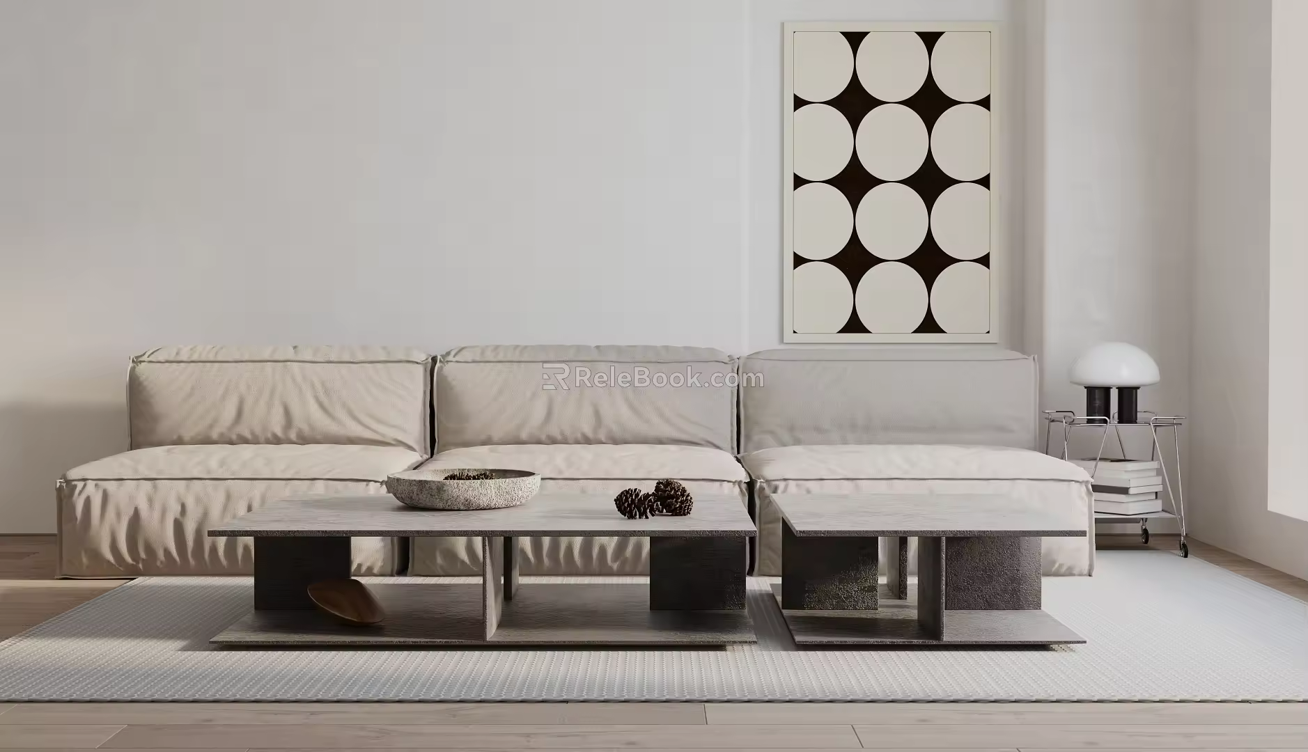 Modern three-seat sofa 3d model