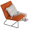 Multicolored Accent Chair Featuring Soft Plush Cushion and Knit Throw Blanket with Sturdy Metal Legs