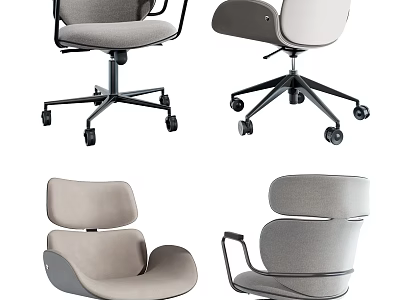 Collection Of Modern Office Chairs With Wheels And Unique Designs 3d model