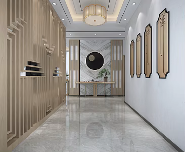 New Chinese-style foyer living room 3d model