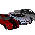 Three Stylish Sports Cars in Red Black and Silver with Racing Stripes Design