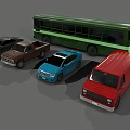 Colorful Toy Car Collection Featuring Bus Truck Sedan Van and Pickup Models