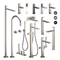 Various Modern Faucets In Stainless Steel With Different Handle And Spout Designs