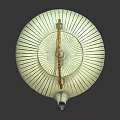 Light Green Striped Teapot With Brown Rattan Handle And Minimalist Natural Design