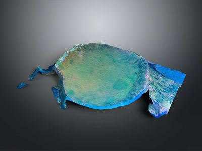 Modern Abstract Sculpture With Vibrant Green Blue Gradient Textured Surface And Irregular Shape 3d model