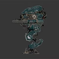 Sci Fi Robot Character With Mechanical Armor Dual Arm Guns And Metallic Texture Design