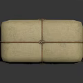 Beige And Orange Stitched Cushions Arranged In A Row With Textured Surface 3d model