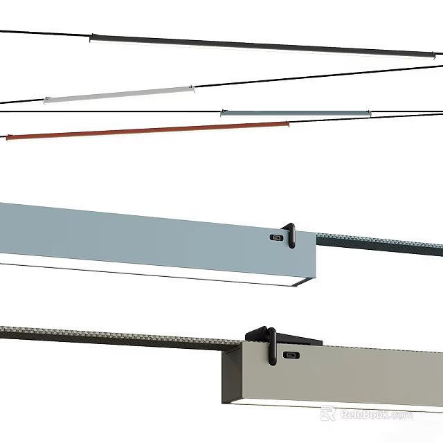 Modern Linear Pendant Lights With Metal Finish And Color Accents For Contemporary Interior Design 3d model 