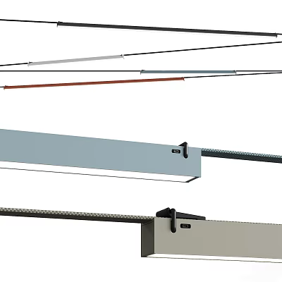 Modern Linear Pendant Lights With Metal Finish And Color Accents For Contemporary Interior Design 3d model