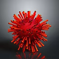 Biological Organ Structure With Hair Like Red Spikes And Spherical Form