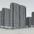 Modern High Rise Buildings In Urban Architectural 3D Model With Road Layout