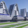 Modern Hotel Buildings With Unique Architectural Design And Surrounding Green Areas