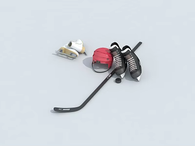 Durable Ice Hockey Sports Equipment Set With Stick Skates Helmet And Training Puck 3d model