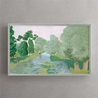 Modern Landscape Painting Simple Blue Bedroom Plant Flower Natural Landscape 3d model