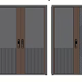 Modern Security Doors With Metal Striped Panels And Durable Security Locks 3d model