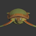 Vibrant Colored Sea Turtle Figurine As Marine Creature With Green Shell And Orange Flippers