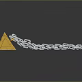 Fashionable Silver Chain Necklace With Yellow Pyramid Pendant And Eye Design