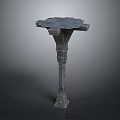 Carved Stone Pedestal With Square Top And Intricate Decorative Details