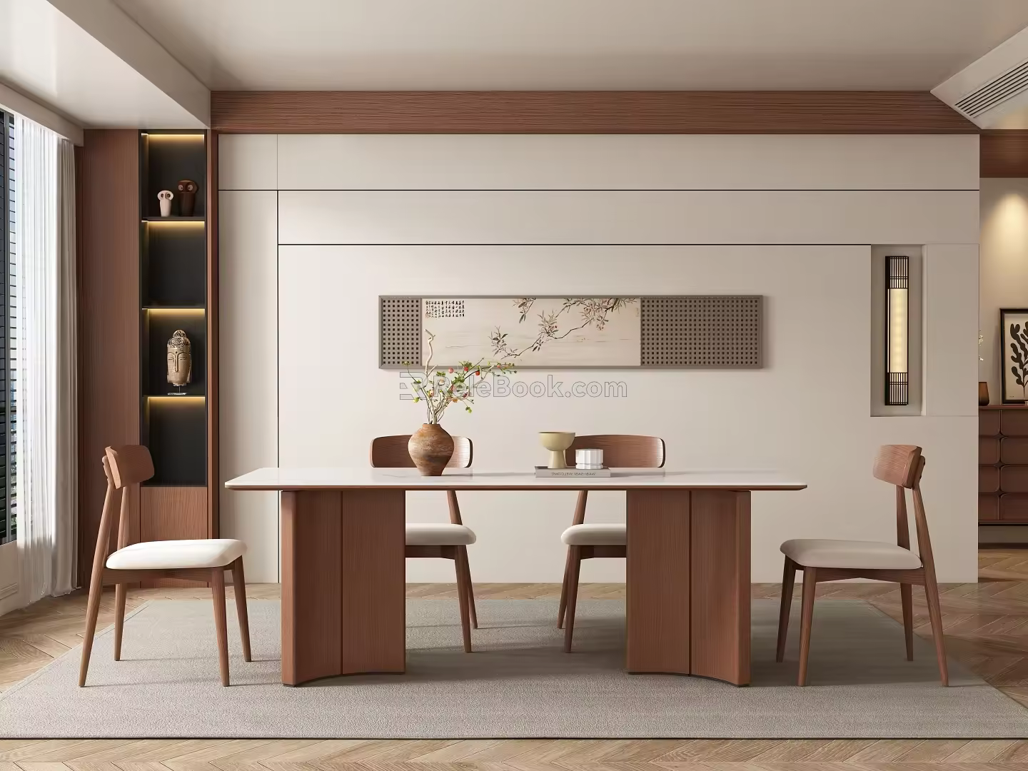 Middle Ancient Style New Chinese Restaurant Dining Table and Chair 3d model