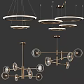 Elegant Contemporary Chandeliers With Circular Rings And Glass Globe Designs