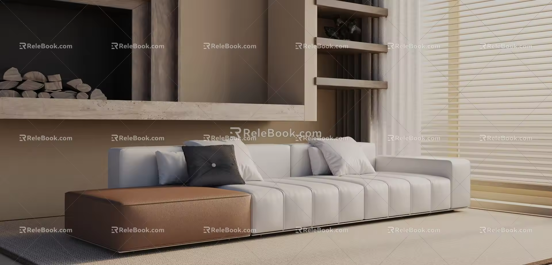 Modern three-seat sofa 3d model