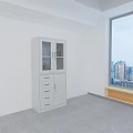 Modern White Bookcase With Glass Doors Drawers And Cabinet Doors