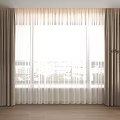 Elegant Thick And Sheer Curtains For Large Window With Outdoor View 3d model