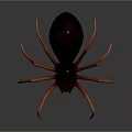 Red And Black Spider With Orange Legs 3D Model On Dark Background