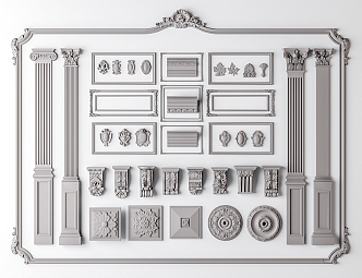 European-style carved plaster lines 3d model