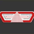 Red Rear Light With Triangle Design Reflective Surface And White Sections On Black Background