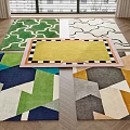 Colorful Square Rugs With Geometric Patterns And Modern Design Styles 3d model